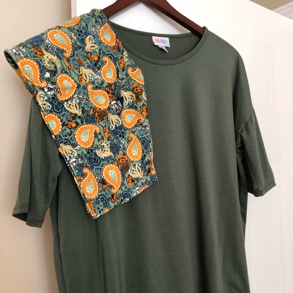 LulaRoe Irma w/ matching Leggings -Olive & Paisley